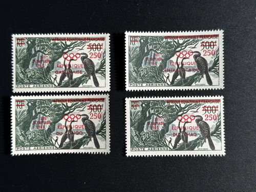 Gabon Tchad Centrafricaine Congo 1960 4 Val. Surcharge Jeux Olympiques Rome Roma Olympic Games Bird Oiseau Vogel