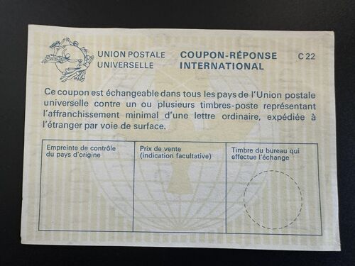 Upu Union Postale Universelle Type Lausanne C22 Coupon-Reponse International Irc Ias Cri