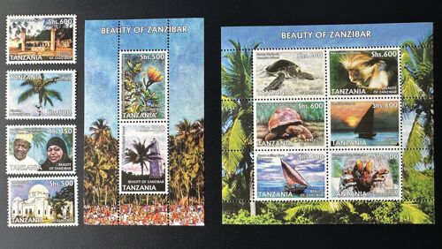 Tanzanie 2006 Mi. 4391 - 4400 Bl. 594 Zanzibar Tortue Singe Coucher Soleil Dhow Crabe Coco Tanzania Turtle Monkey