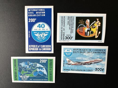 Cameroun 1984 Mi. 1069 - 1072 Nd Imperf Oaci Aviation Civile Internationale 40e Anniversaire Avion