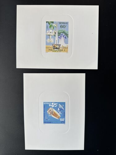 Senegal 1979 Mi. 701 - 702 Epreuve De Luxe Proof Philexafrique Baobab Fleur Monument Independance Oiseau Poisson Lion