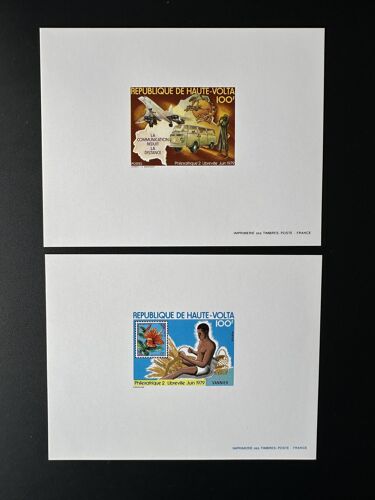 Haute-Volta 1979 Mi. 750 - 751 Epreuve De Luxe Proof Communication Transport Aviation Fleur Philexafrique Concorde