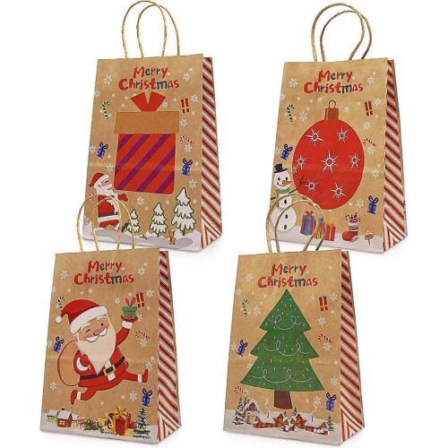 Sac de cadeau de noël avec la poignée pour emballer les cadeaux de 24 pièces