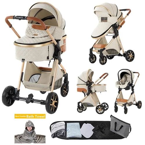 Poussette Magic Zc Poussette 3 En 1 Pousette Pousette Trio 3 En 1 Frein À Pied Sac À Main Serviette De Bain Jusqu'à 15 Kg Blanc