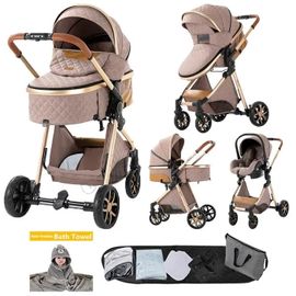 Poussette Magic Zc Poussette 3 En 1 Pousette Pousette Trio 3 En 1 Frein À Pied Cadre En Alliage D'aluminium Serviette De Bain Kaki