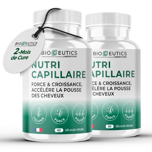 Bioceutics - Anti Chute Cheveux Femme &amp; Homme - Traitement Fortifiant Intense - Stop Perte &amp; Renforcement - Zinc Bisglycinate, Cuivre &amp; Sélénium - Cure 2 Mois (60 Gélules) 