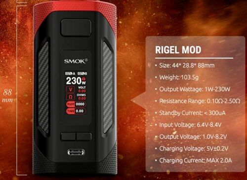 Box SMOK RIGEL MOD Black Red | 230W - USB-C - 0.96”
