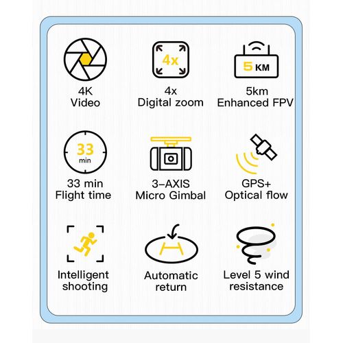 C-Fly Foi Mini 2 Gps 5g 5km Wifi Fpv Avec Caméra 4k 30fps 20mp, Stabilisateur À Cardan Sans Balais Sur 3 Axes, Temps De Vol De 32 Minutes, Pliable, Quadricoptère Rc Drone Quadcopter Rtf