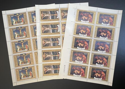Cameroun 1977 Yt Pa 255-257 Planche Sheet Paques Crucifixion Religion Art Matthias Grunewald Easter Crucifix