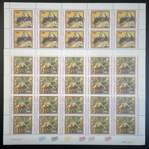 Cameroun 1984 Yt Pa 321-322 Planche Sheet Art Religieux Peinture Tableaux Paques Easter Ostern