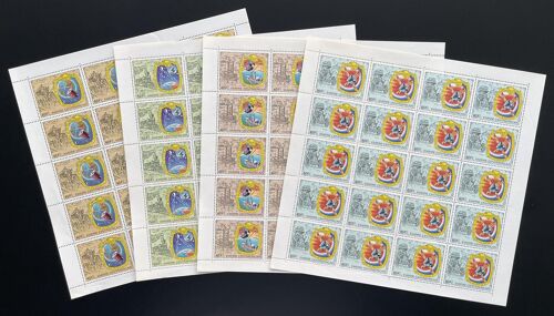 Centrafricaine 1978 Yt 336-339 Planche Sheet 100 Ans Progres Ptt Postes Telecommunications Train Bateau Voiture