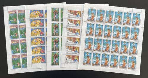 Centrafricaine 1979 Yt 395-399 Planche Sheet Annee Internationale De L'enfant Jahr Kindes Child Contes Grimm Andersen