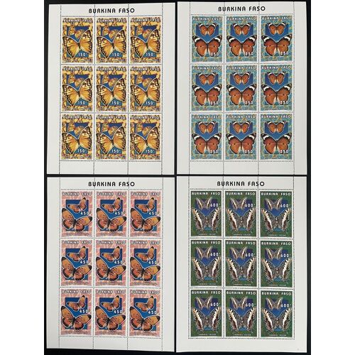 Burkina Faso 1996 Yt 987-990 Planche Sheet Papillons Butterflies Schmetterlinge Faune Fauna Insectes Insects