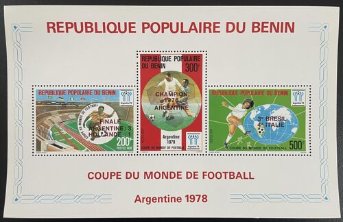 Benin 1978 Yt Bl. 28 Surcharge Overprint Coupe Monde Football Argentine Champion Sport Soccer Cup Fussball Wm