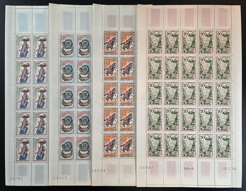 Cameroun 1964 Yt 386-389 Planche Sheet Masques Traditionnels Artisanat Tribal Culture Africaine Folklore