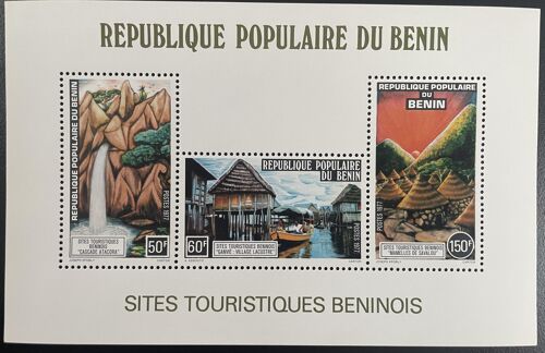 Benin 1977 Yt Bl. 25 Sites Touristiques Beninois Cascade Ganvie Village Lacustre Mamelles Savane Tourism