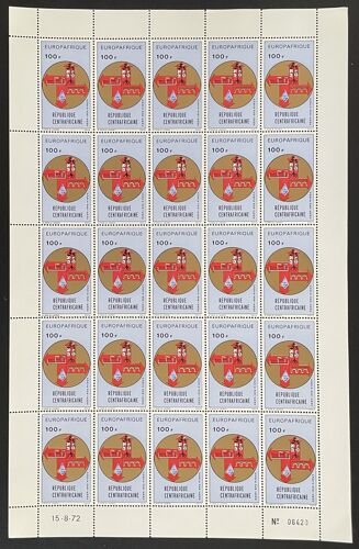 Centrafricaine 1972 Yt Pa 104 Planche Sheet Europafrique Cooperation Development Industry Agriculture Water