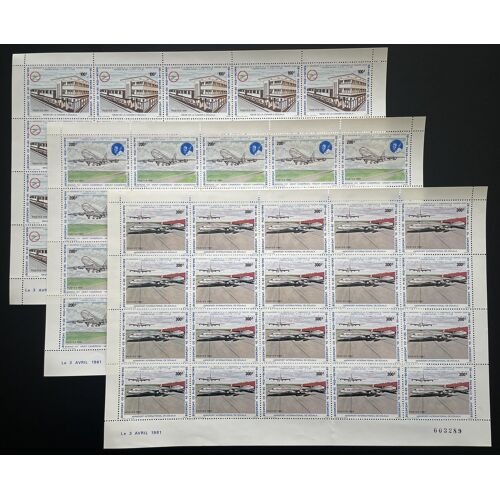 Cameroun 1981 Yt 666-668 Planche Sheet Aeroport Douala Avion Aviation Boeing Infrastructure Camair Airplane Flugzeug