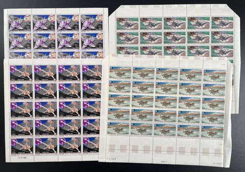 Centrafricaine 1968 Yt Pa 61-64 Surcharge Overprint Planche Sheet Luna Surveyor Spatial Espace Cosmos Avion Airplane