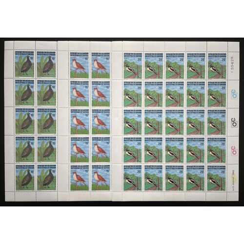 Cameroun 1982 Yt 690-692 Planche Sheet Oiseaux Birds Vogel Faune Wildlife Fauna Animals Tiere Nature