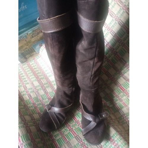 Superbes Cuissardes Mi Fourrées En Cuir Et Cuir Patiné Taille 39/39,5