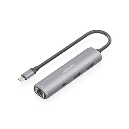 Station d'accueil USB-C 4 en 1 - AISENS - Ethernet Gigabit - HUB 1xUSB-C+2xUSB-A - Gris - 15 cm - USB 3.1 Gen1