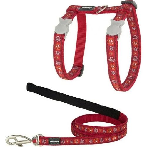 Nc Harnais Pour Chat Red Dingo Style Rouge Sangle Empreinte D'animal