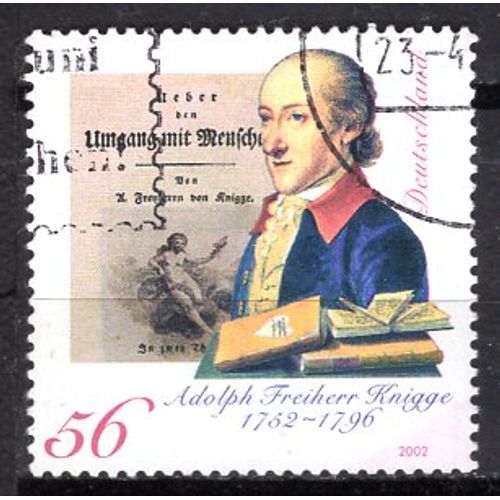 Allemagne Federale 2002 Le Baron Adolph Baron Knigge Ecrivain Yvert N° 2071 Oblitere