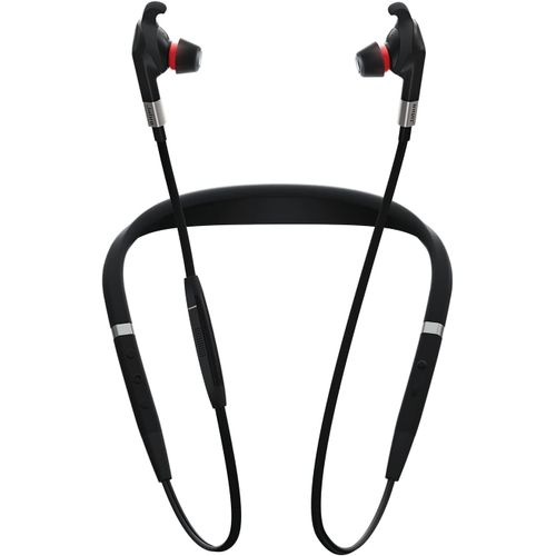 Jabra Evolve 75e UC Écouteurs sans Fil – Écouteurs Optimisés Unified Communications avec Longue Autonomie – Collier Vibrant et Voyant Occupé – Noir