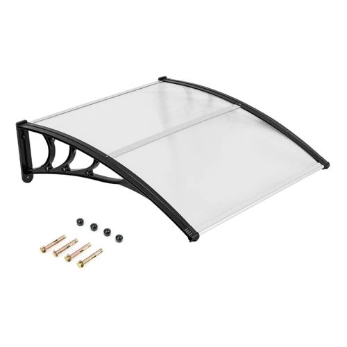 Auvent Porte Fenêtre 102 X 99 X 28 Cm Protection Contre Intempéries Et Capacité De Charge 20 Kg Design Moderne En Polycarbonate Blanc Helloshop26 20_0010449