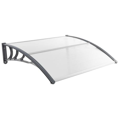 Auvent De Porte-Fenêtre 122 X 99 X 28 Cm Protection Contre Pluie Et Soleil Design Contemporain En Polycarbonate Blanc Helloshop26 20_0010424