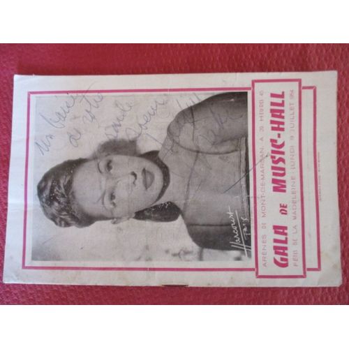 Dédicace De Joséphine Baker Sur Programme D'Un Gala De Music-Hall 1954