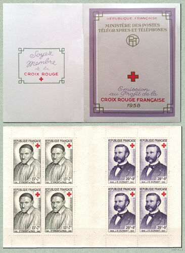 Au Profit De La Croix Rouge : Dunant Et St Vincent De Paul Carnet  1187 (Ou 2007 )Année 1958 N° 1187 1188 Yvert Et Tellier Luxe