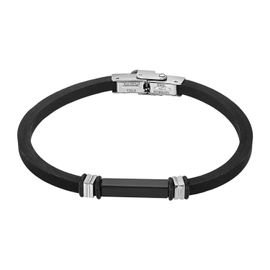 Bracelet Homme Lotus Style Acier Noir Et Caoutchouc