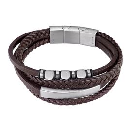 Bracelet Homme Lotus Style 4 Rangs Cuir Marron