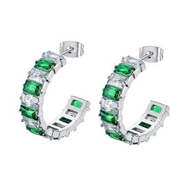 Créoles Ouvertes Lotus Style Old Money Acier Oxydes Blancs Et Verts