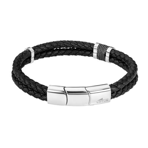 Bracelet Homme Lotus Style Cuir Noir