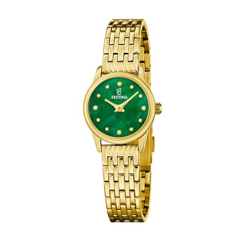 Montre Femme Festina Mademoiselle Cadran Vert Acier Doré
