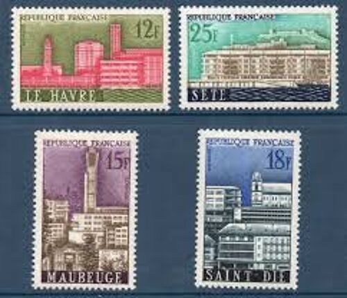 Villes Reconstruites : Le Havre, Maubeuge, Saint-Dié, Sète Série Complète Année 1958 N° 1152 1153 1154 1155 Yvert Et Tellier Luxe