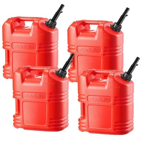 Bidon de Carburant Portable 19 L-Duoku-Lot de 4 avec Bec Verseur-Graduation Transparente-Débit Maximal de 15 L/min-Rouge