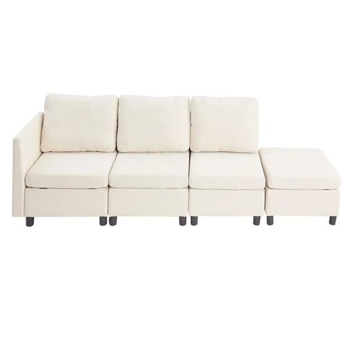 Canapé Modulable 3 Places-Duoku-avec Rangement Intégré-Sofa d'Angle Moderne en Mousse Haute Densité et Cadre en Bois Robuste-Beige