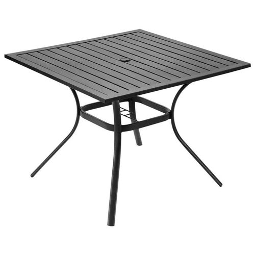 Table De Patio Extérieure 940 Mm-Duoku-Pour 4 Personnes-Table Carrée En Acier Et Métal Avec Trou Pour Parasol De 38 Mm