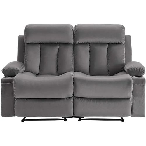 Canapé Inclinable Electrique 2 Places-Duoku-avec Fonction Massage et Chauffage-en Velours Doux-Ports USB-Gris