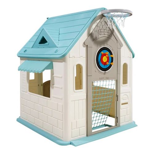 Maisonnette Pour Enfants 5 En 1-Duoku-Maison De Jeu Extérieur Pour Tout-Petits Dès 2 Ans-Avec Jeux De Simulation-Basket-Ball Etc