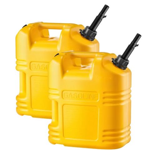 Bidon Essence 19 L-Duoku-Lot de 2-avec Bec Verseur-Graduation Transparente-Débit Rapide 15 L/min-Réservoir Portable-Jaune