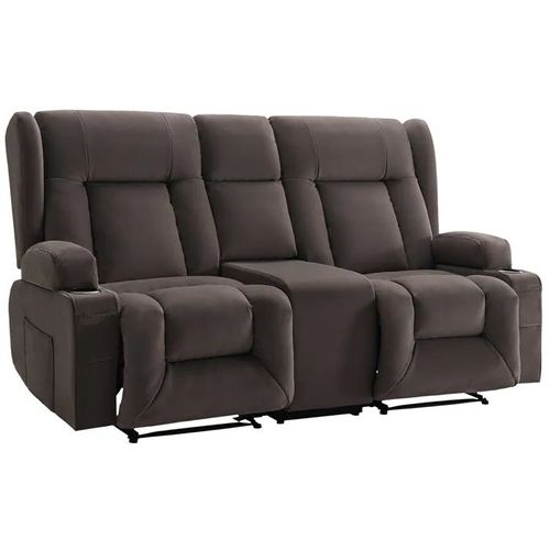 Canapé Inclinable Electrique 2 Places-Duoku-avec Fonctions de Chauffage et Massage-Revêtement en Daim-Console Centrale-Ports USB