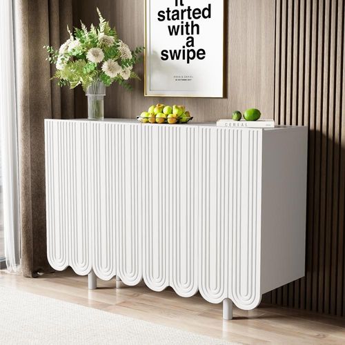 Commode sideboard en forme de goutte avec portes moulées et charnière tampon blanc