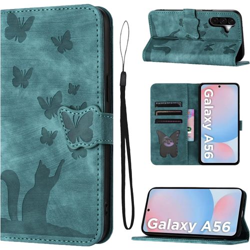TRAHOO-Coque pour Samsung Galaxy A56 5G(6,7 Pouces) Housse de Protection Premium Portefeuille Protection Emplacements de Cartes Fonction Support Bureau pour Galaxy A56 5G-Vert
