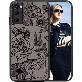 TRAHOO-Coque pour Samsung Galaxy S20 FE Etui, Case de Protection Antichoc en Silicone Souple, Coque Mate Translucide Anti-Rayures Dur PC, Housse Protéger L'appareil Photo, 3D Imprimé Rose Design