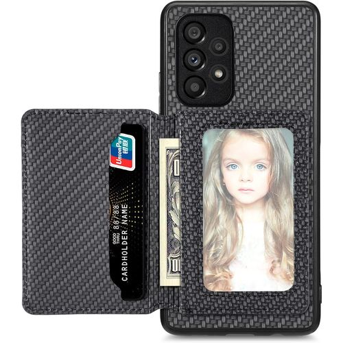 TRAHOO-MOJIA Coque pour Samsung Galaxy A53 5G, Étui Ultra Mince Tendre TPU, Housse de Téléphone Antichoc Anti-dérapant avec Blocage RFID Sac de Carte. Le Noir
